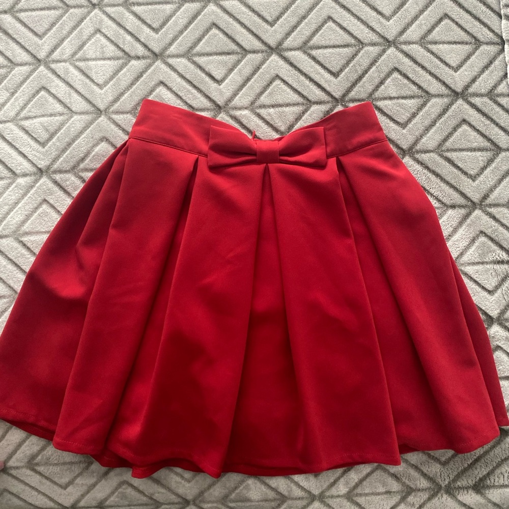 Red Pleated Skirt